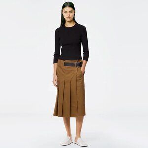 NWT Tibi Chino Wide Pleat Wrap Skirt in Caramel, size 12